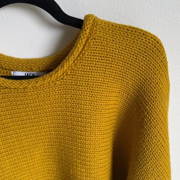 Jack by BB Dakota Talk Mustard Yellow Cropped Knit Sweater, Small - Picture 6 of 10